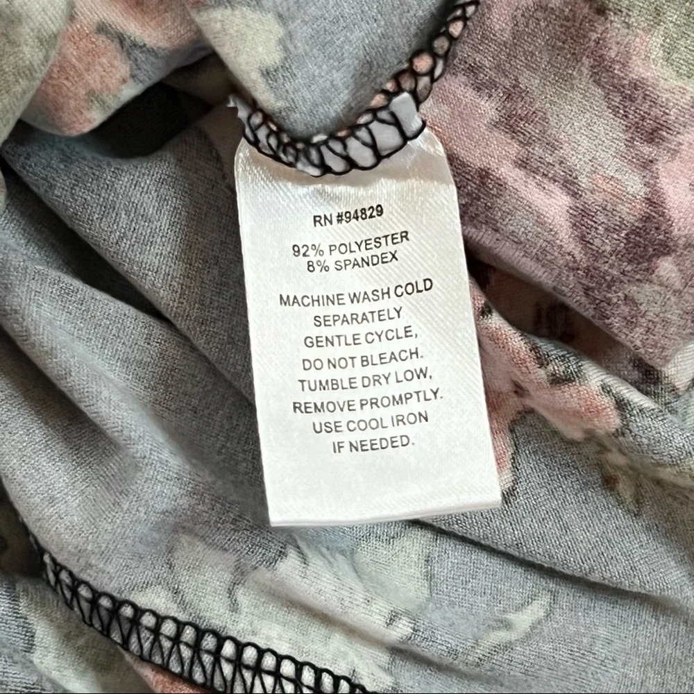 Derek Heart Sz Small Black Floral Long Sleeve Ruched Fitted Bodycon Dress. - Picture 9 of 10